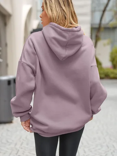Vista 2 de EFAN Sudaderas con capucha de gran tamaño para mujer, sudaderas de forro polar con capucha, suéteres casuales y cómodos, ropa de moda de otoño 2023