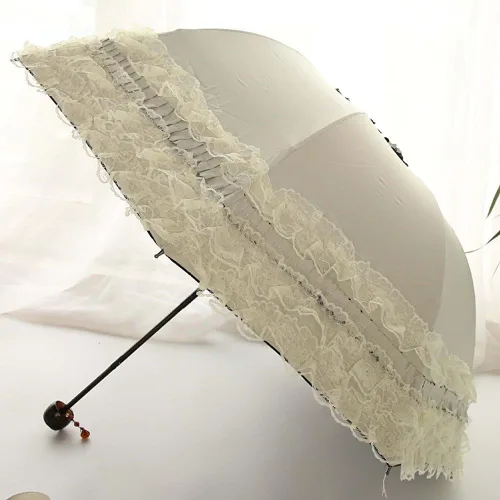 Vista 64 de Honeystore Paraguas plegable a prueba de rayos ultravioleta Princess Lace Parasol con cúpula anti-UV
