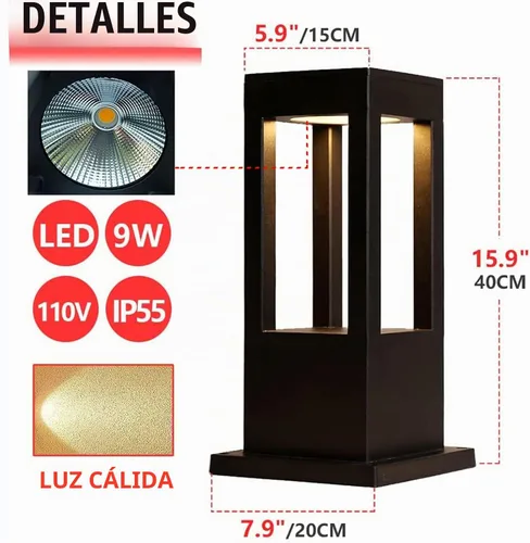 Vista 2 de SLAWA Lámpara Moderna de Poste para Exteriores, Luces LED de Columna para Exteriores con Carcasa de Aluminio IP55 Impermeable Luces de Pilar