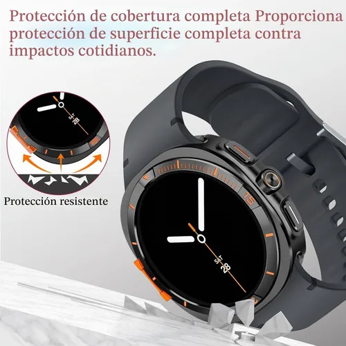 Vista 4 de Amizee Funda de metal compatible con Samsung Galaxy Watch 8 de 1.732 pulgadas con cubierta trasera, funda protectora resistente para Galaxy Watch 8