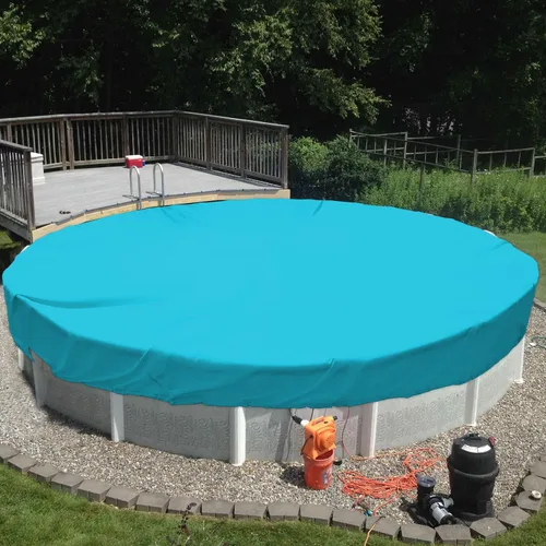 Vista 13 de TANG Cubiertas redondas de 10 pies para piscina de 6 pies para tanque redondo sobre el suelo, cubiertas de piscina de hojas de invierno