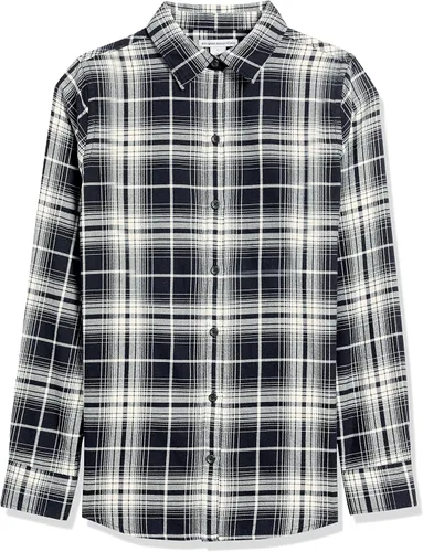 Vista 6 de Tienda Essentials Camisa de franela a cuadros ligera de manga larga para mujer