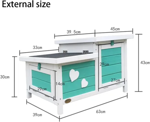 Vista 2 de Cat Villa Rabbit Villa Outdoor Rabbit House Indoor Cat House Outdoor Rabbit Cage Small Dog House Balcony Pet Nest Cat House,Green