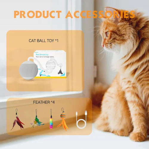Vista 6 de Pelota interactiva mejorada de juguetes para gatos de interior – La pelota para gatos cuenta con activación táctil y por voz, 2 ajustes de velocidad