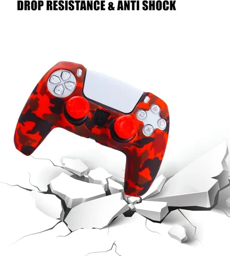 Vista 3 de Funda de silicona para controlador PS5, 1 funda antideslizante con 10 agarres de joystick para Playsation 5 Controller inalámbrico Gamepad