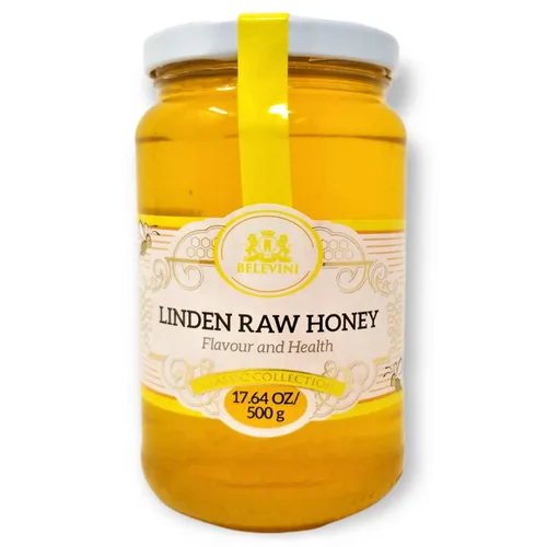 Vista 2 de Belevini Miel de tilo cruda 500g/17.64 oz miel de abeja natural de Moldavia, sin pasteurizar, sin conservantes añadidos (paquete de 2)