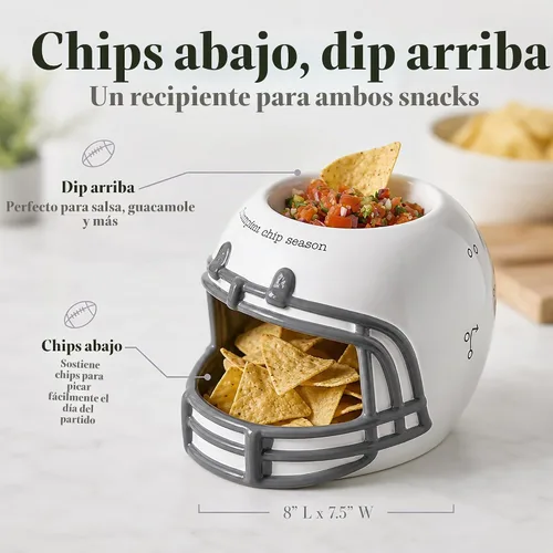 Vista 9 de Mud Pie Chip y tazón de la inmersión del casco del fútbol, platos de servir