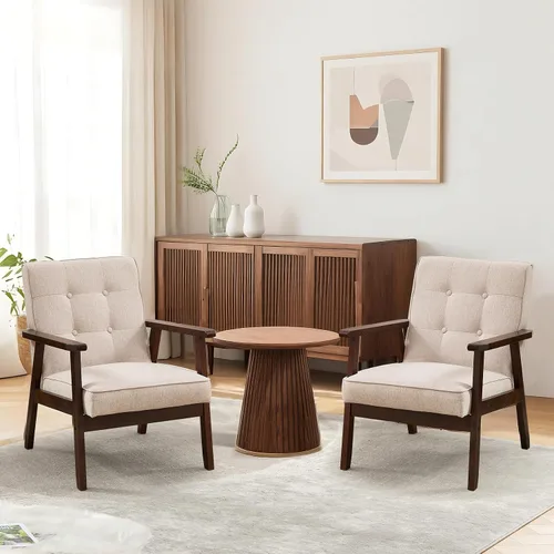 Vista 8 de Bonzy Home - Silla con acentos modernos de mediados de siglo, sillón tapizado de tela con marco de madera maciza, cómoda silla de ocio retro
