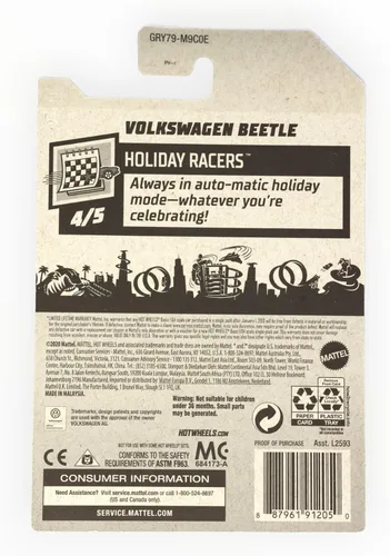Vista 2 de Hot Wheels Volkswagen Beetle, [rojo] 96/250 Holiday Racers 4/5