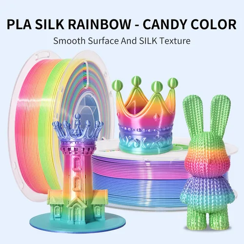 Vista 5 de Silk Rainbow 3D Printer Filament 1.75mm Multi-Color PLA Filament Fast Color Change Candy Color 3D Printing Filament, 1kg Spool Color caramelo