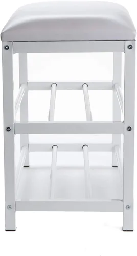 Vista 6 de Mind Reader Banco de zapatos, organizador de zapatos, zapatero, banco acolchado, almacenamiento, entrada, metal, 23.5 pulgadas de largo x 11.8 Blanco