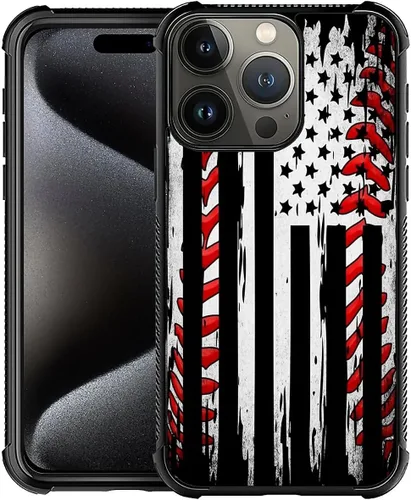 Vista 133 de Funda compatible con iPhone X/XS, diseño de bandera estadounidense de béisbol, TPU suave, a prueba de golpes, de vidrio templado, para iPhone X/XS