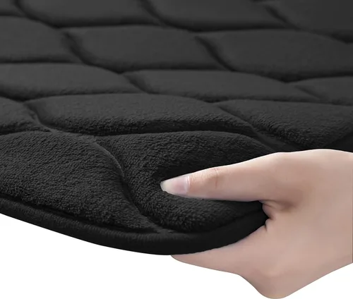 Vista 7 de Yafa Home Fashion 1 alfombra de baño de 17 x 24 pulgadas, espuma viscoelástica, absorbente de agua y antideslizante, color negro