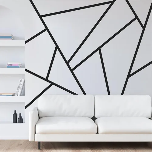 Vista 4 de Calcomanías de pared de líneas geométricas, calcomanías de pared de vinilo negro, calcomanías modernas para pared, calcomanías extraíbles