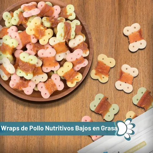 Vista 5 de Golosinas envueltas en pollo para perros, masticables sin cuero crudo, 8 onzas