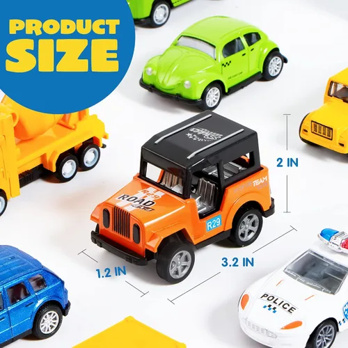 Vista 6 de JOYIN 20 piezas de coches de juguete de metal fundido, juguetes de coche a granel, juego de vehículos para niños pequeños, recuerdos de fiesta