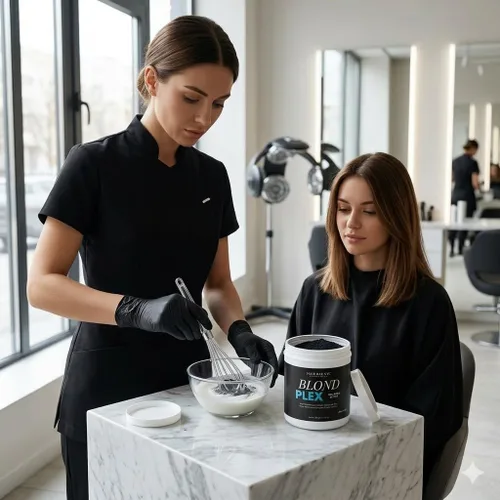 Vista 8 de Blond Plex Extreme Lifting 10X Levels - Polvo Aclarante Libre de Polvo Negro/Carbón con Acabado Frío y Brillante - Hecho en Italia 500g / 17.63oz