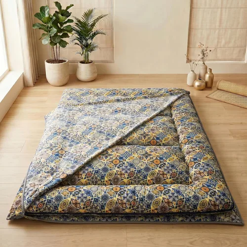 Vista 17 de Zelladorra Funda de colchón de futón, funda de colchón japonesa con cremallera Mandala azul aguamarina