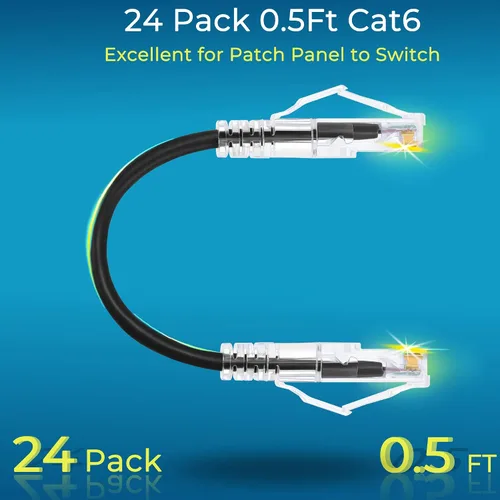 Vista 2 de Rapink Patch Cables Cat6/ Cat6a - Cable de conexión Ethernet Cat6 / Cat6a, compatible con 10G, cable de conexión Cat 6 sin enganches para panel