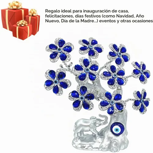 Vista 7 de Betterdecor Árbol de ojo turco azul malvado elefante de la suerte decoración del hogar -T09 (azul)