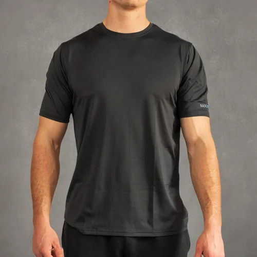 Vista 6 de BUILTCOOL Camisa de cuello redondo para hombre, de secado rápido, absorción de humedad instantánea, protección solar UPF 50