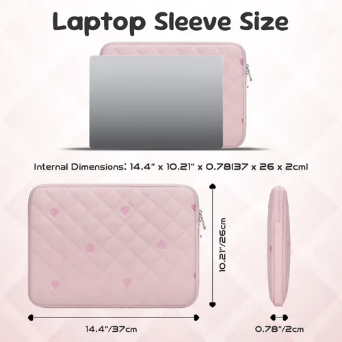 Vista 2 de Funda para laptop de 15 y 16 pulgadas, funda protectora compatible con MacBook Air MacBook Pro 15 de 16 pulgadas, funda acolchada a prueba de Rosa