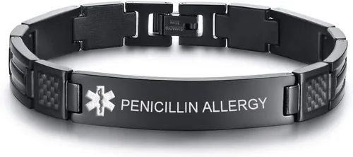 Vista 20 de VNOX Pulsera ajustable de acero inoxidable cepillado de 2 tonos con grabado personalizado gratis, identificación de alerta médica, unisex