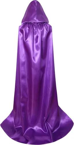 Vista 3 de BIGXIAN Capa de satén extra larga con capucha, capa elegante de Halloween y Navidad