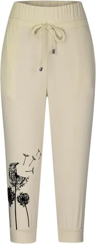 Vista 13 de Pantalones capri para mujer, estampado de diente de león, pantalones capri con cordón de cintura alta, elásticos, pantalones cortos de verano