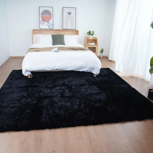 Vista 29 de Ghouse Alfombra ultrasuave de pelo sintético de conejo 2x3, alfombras lavables a máquina para dormitorio, alfombras esponjosas para sala de estar