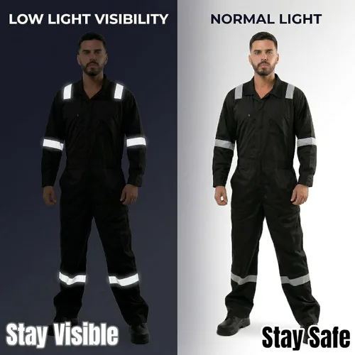 Vista 4 de Kolossus Mono de trabajo de alta visibilidad para hombre, traje de trabajo industrial duradero Negro