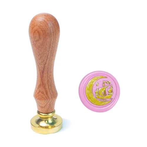 Vista 16 de Sello de cera de flor con mango de madera de cabeza de latón extraíble para sellado de sobres