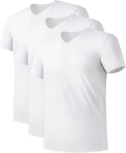 Vista 7 de DAVID ARCHY Camiseta interior de rayón de bambú con cuello en V que absorbe Paquete de 5 Negro - Cuello en V