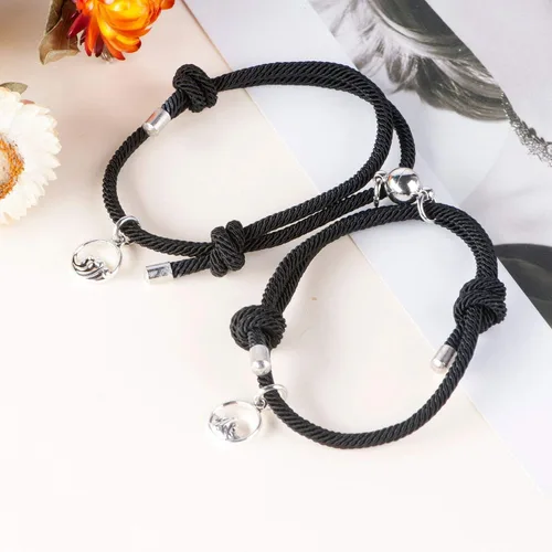 Vista 6 de Long tiantian 24 pulseras magnéticas para parejas, atracción mutua, amistad, pulseras de cuerda a juego, regalos para parejas para él y sus mejores
