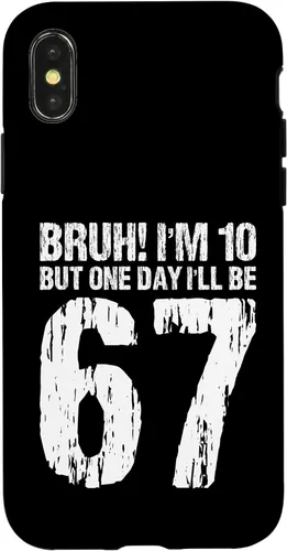 Vista 5 de Bruh I'm 10 But One-Day I'll Be 67 Retro 10th Birthday Kids Case for iPhone 17