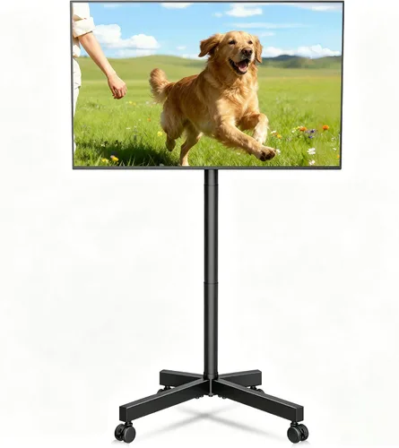 Vista 8 de XINLEI Soporte de TV móvil con ruedas para la mayoría de televisores de pantallas planas/curvas de 21 a 60 pulgadas, carrito de TV rodante de altura