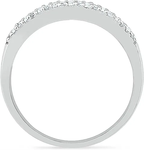 Vista 3 de DGOLD - Anillo de moda de oro blanco de 10 quilates y diamante redondo (14 cttw), Oro blanco, oro, blanco, metal, Diamante