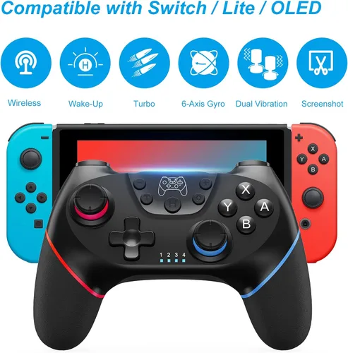 Vista 2 de CuleedTec 2023 - Controlador de interruptor inalámbrico controlador Switch Pro compatible con SwitchSwitch Lite con sensor giroscopio y gravedad