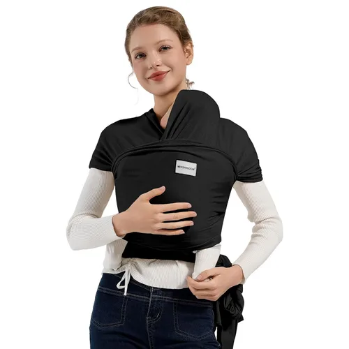 Vista 11 de MISSWISDOM Fulares portabebés, Canguro portabebés para recién nacidos de 3 a 16 kg, Envoltura para llevar bebés, Canguro portabebés para recién Beige