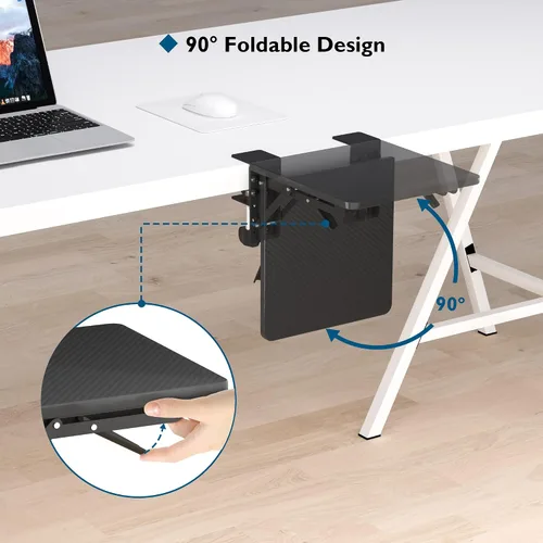 Vista 3 de BONTEC Ergonomic Desk Extender Tray, 9.5"x9.1" Wrist Rest Shelf Negro