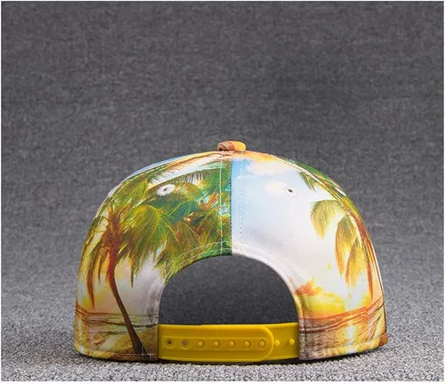 Vista 6 de Galaxy Hawaii Coconut Tree Print Flatbill Visor Snapback Gorra Gorra de béisbol