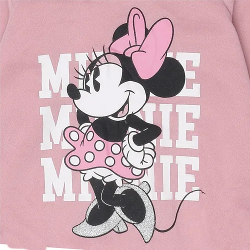 Vista 4 de Disney Minnie Mouse - Conjunto de sudadera con capucha y leggings para bebés y niños pequeños, color rosagrisblanco