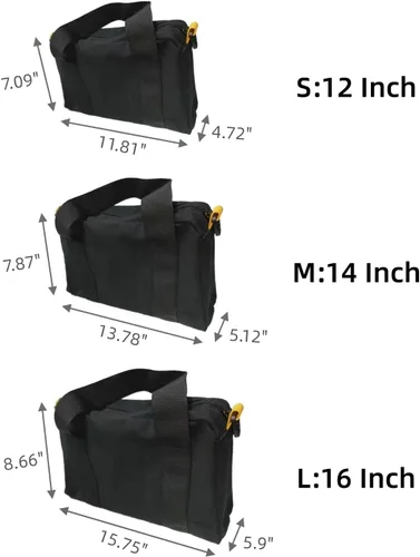 Vista 2 de Bolsa de herramientas de boca ancha de 12 pulgadas, bolsa de herramientas de lona, bolsa de almacenamiento de herramientas resistente, bolsa