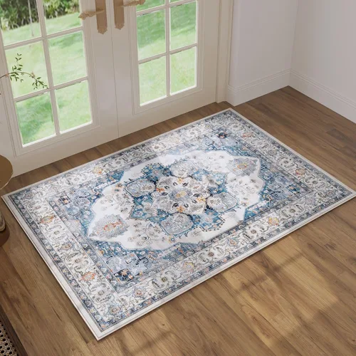 Vista 76 de Rugcomf Alfombra de Entrada de 2'x3' - Patrón Paisley, Tapete para Puerta de Entrada Interior, Floral Vintage, Lavable a Máquina, Alfombra