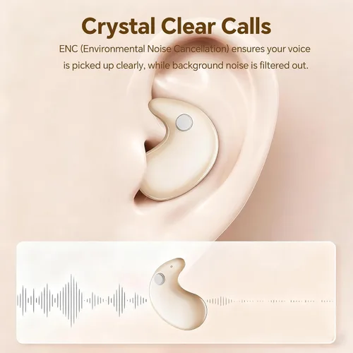 Vista 5 de Auriculares pequeños invisibles para dormir de lado, auriculares ocultos, inalámbricos, Bluetooth, cómodos, de perfil bajo, pequeños, discretos