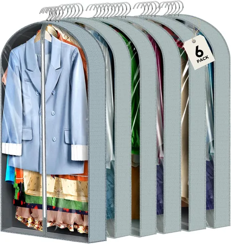 Vista 21 de 10 bolsas de ropa de 40 pulgadas para colgar ropa, bolsas transparentes para almacenamiento de ropa, bolsas de ropa para guardar ropa, bolsas