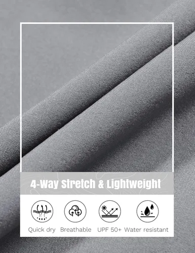 Vista 5 de FitsT4 Sports Pantalones cortos para hombre con entrepierna de 7 pulgadas, elásticos, resistentes al agua, pantalones cortos de senderismo