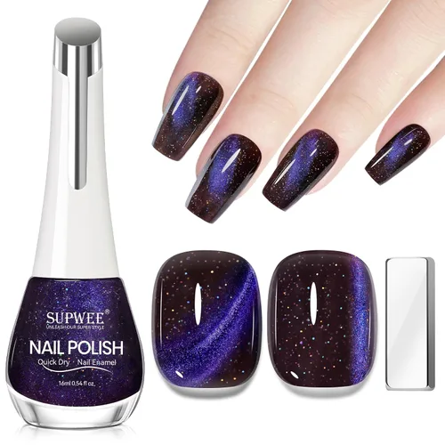 Vista 23 de Esmalte de uñas de ojo de gato con perla de sirena, secado rápido, esmalte de uñas magnético sin gel con imán, esmalte de uñas de ojo de gato