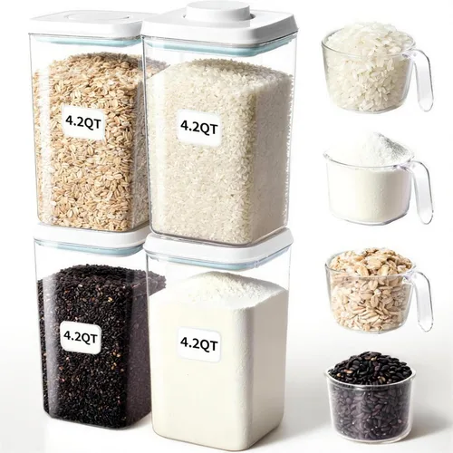 Vista 11 de Cozey - Recipientes apilables para almacenamiento de alimentos diarios con tapas, 6 unidades Airtight Kitchen Pantry Organizers for Snack Candy