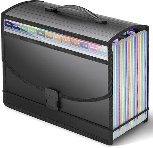 Vista 8 de Organizador de archivos de acordeón con asa, carpeta de archivos expandible de 13 bolsillos para papel, documentos, facturas, caja de archivo